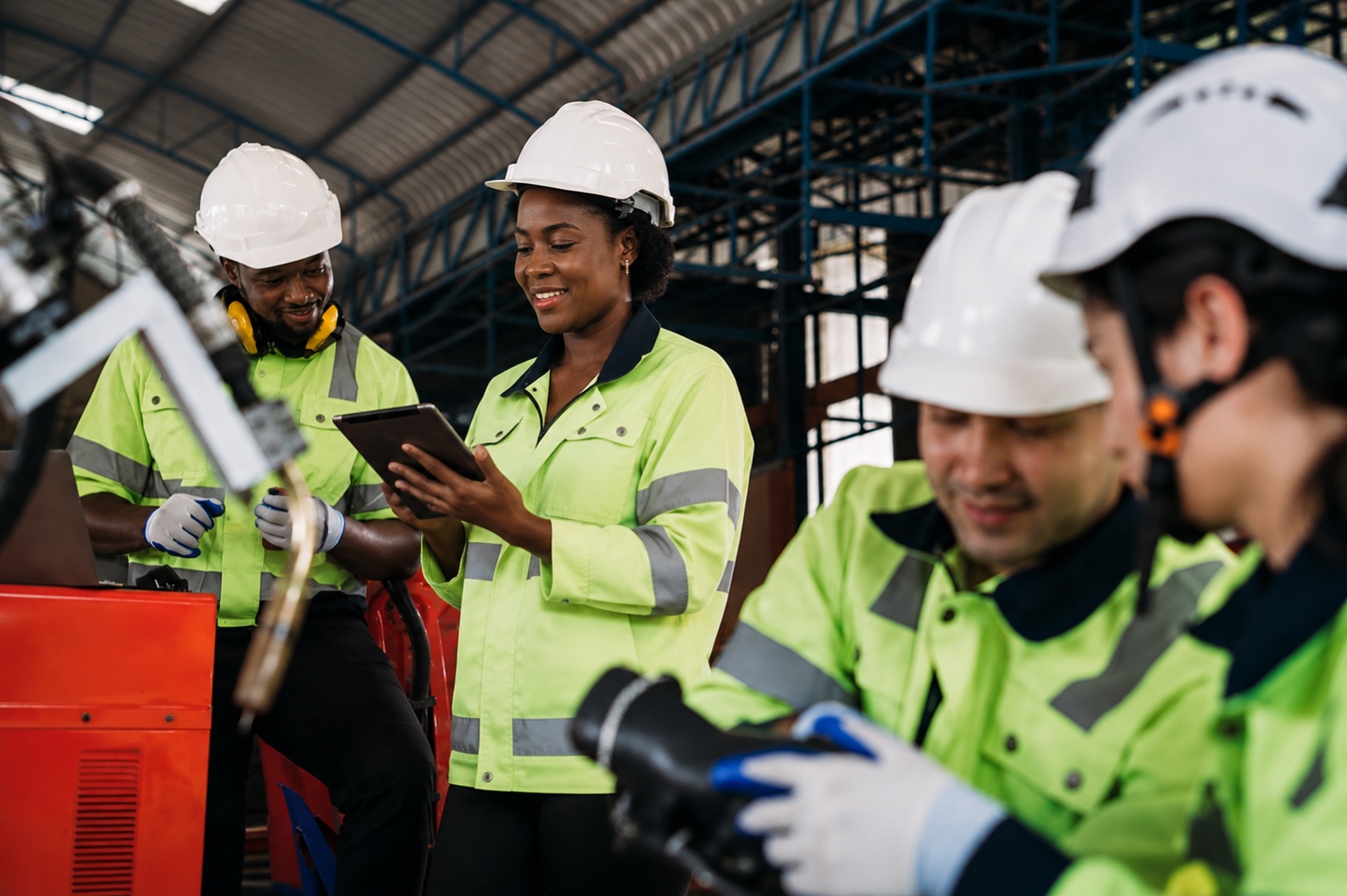 Équipe de santé et sécurité au travail dans un environnement industriel