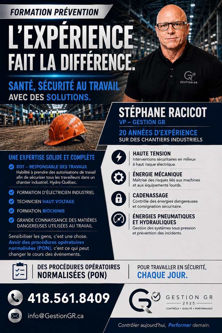 Affiche Gestion GR pour la formation prévention dans le secteur industriel
